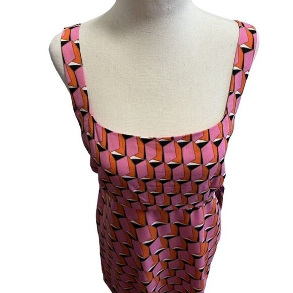 Diane von Furstenberg Pink Geometric Print Sleeveless Dress Recycled Polyester - Picture 10 of 10